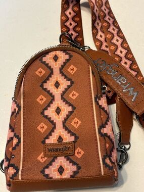 Wrangler Rust and Pink Patterned Mini Crossbody Bag